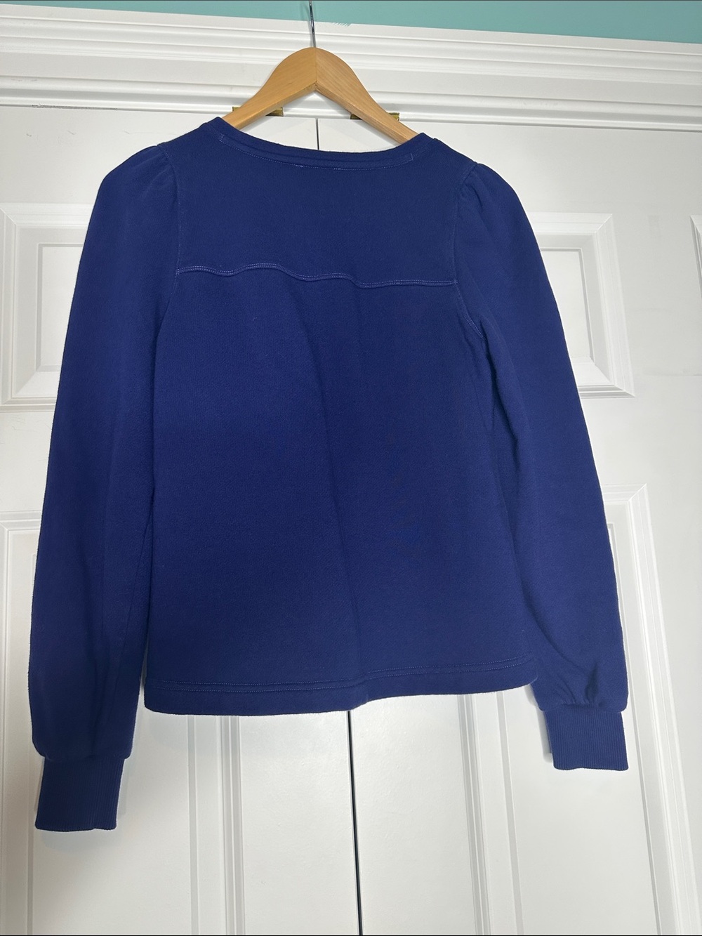 Adorable ME+EM Crew Neck Navy Blue Cotton Puff Sleeve Cotton Sweatshirt Sz10 - Picture 5 of 5